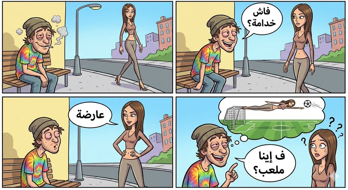 摩洛哥阿拉伯语笑话的视觉故事漫画
