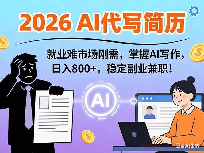 （17119期）AI代写简历，超暴利，用万能模板月入1-3万实战教程，2026年市场刚需！