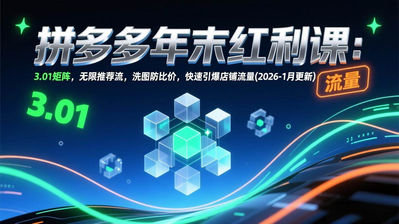 （17100期）拼多多年末红利课：3.01矩阵，无限推荐流，洗图防比价，快速引爆店铺流量(2026-1月更新)