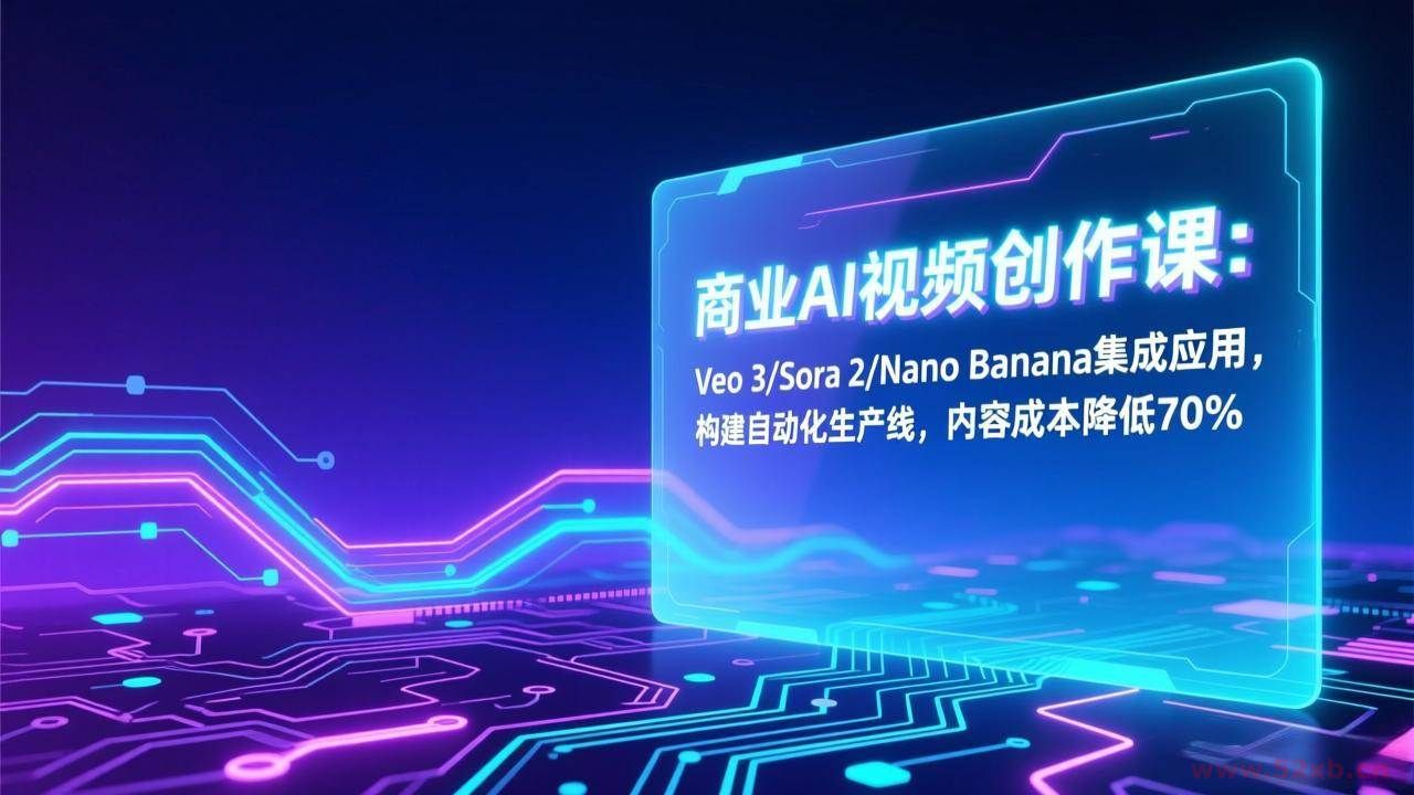 （17070期）商业AI视频创作课：Veo 3/Sora 2/Nano Banana集成应用，构建自动化生产线，内容成本降低70%