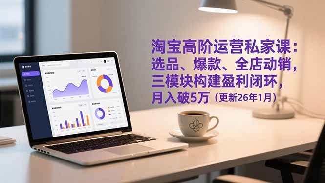 （17016期）淘宝高阶运营私家课：选品、爆款、全店动销，三模块构建盈利闭环，月入破5万（更新26年1月）