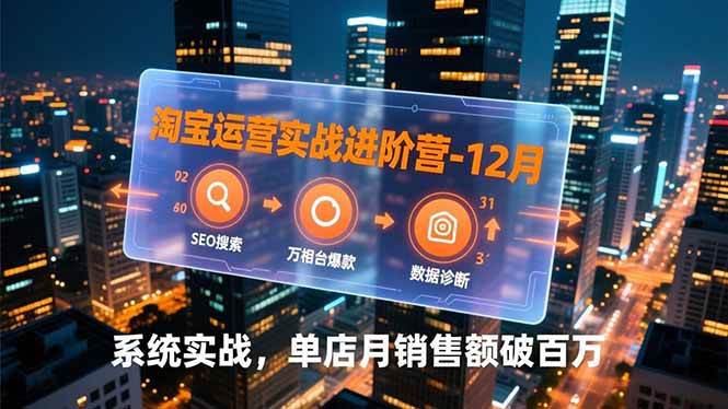 （16974期）淘宝运营实战进阶营-12月：SEO搜索、万相台爆款、数据诊断，系统实战，单店月销售额破百万