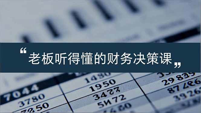 （16830期）老板能听得懂的财务决策课，报表解读、数据洞察、风险识别，用财务驱动业务增长