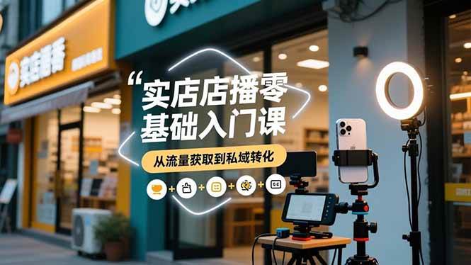 （16733期）实体店播零基础入门课，实体店+短视频+直播+微信生态+私域社群，从流量获取到私域转化