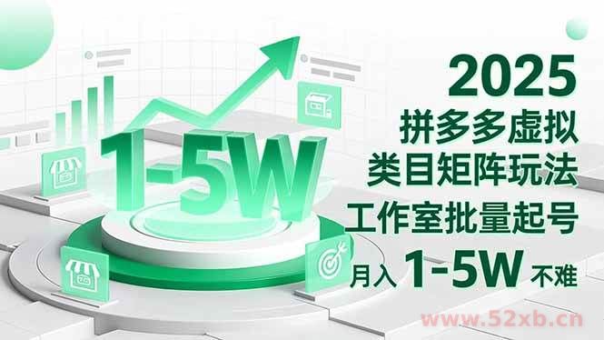 （16548期）2025 拼多多虚拟类目矩阵玩法，工作室批量起号，月入 1-5W 不难