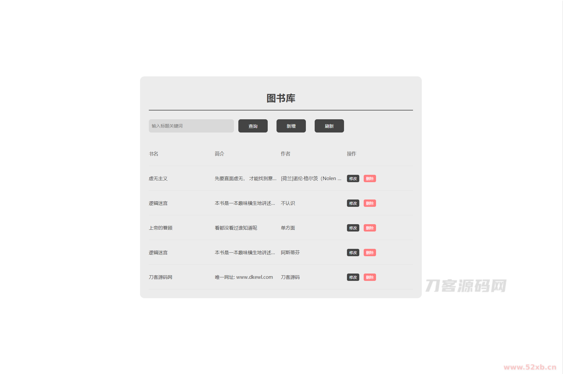 图书库毕业设计网页源码