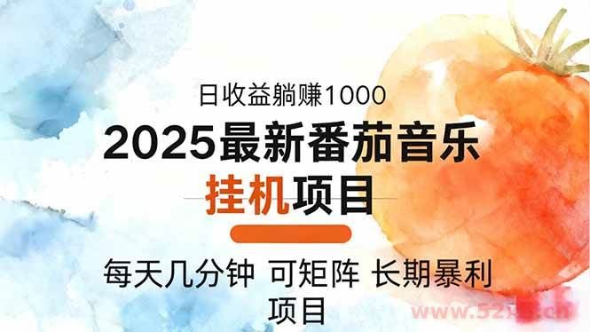 （16491期）2025年最新番茄音乐人挂机项目，每天几分钟，月入1000＋，可矩阵，一台…