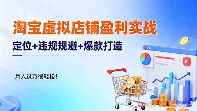 （16387期）淘宝虚拟店铺盈利实战：定位+违规规避+爆款打造，月入过万很轻松！