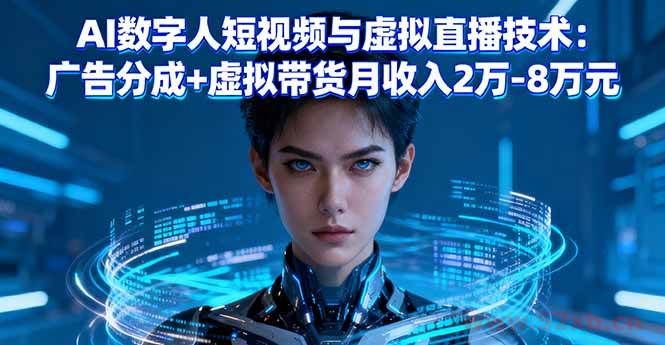 （16148期）AI数字人短视频与虚拟直播技术：广告分成+虚拟带货月收入2万-8万元