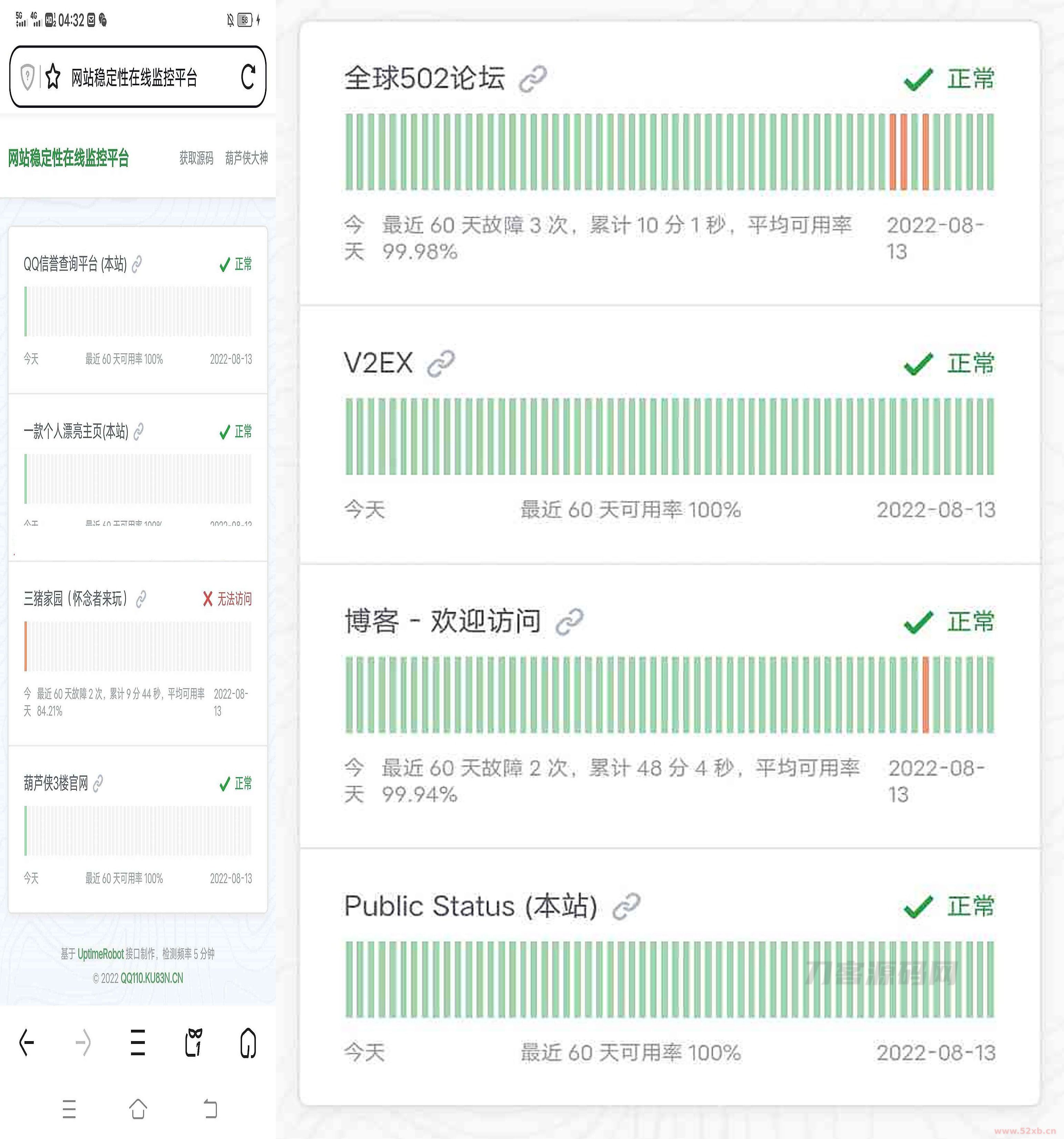 网站运行状态监控PHP源码