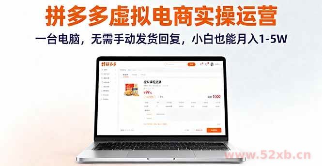 （16138期）拼多多虚拟电商实操运营，一台电脑，无需手动发货回复，小白也能月入1-5W