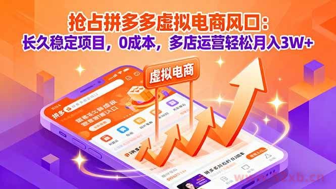 （16066期）抢占拼多多虚拟电商风口：长久稳定项目，0成本，多店运营轻松月入3W+