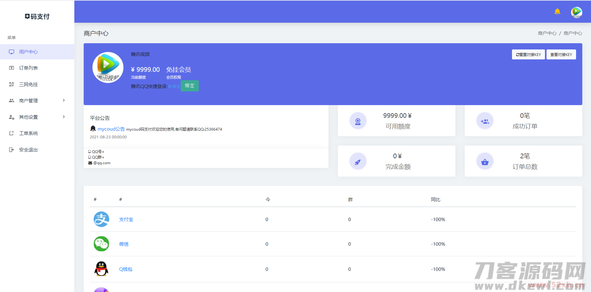 三网免挂码支付系统/二维码收款免签支付/全开源1.2版本