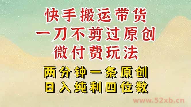 （15577期）快手黑科技搬运带货，一刀不剪过原创，微付费投流玩法，轻松日入四位数…