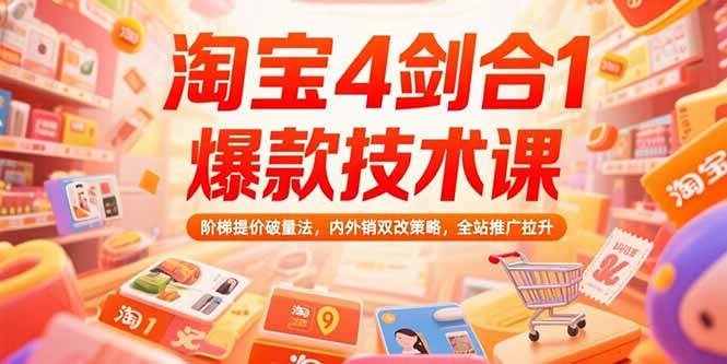 （15415期）淘宝4剑合1爆款技术课，阶梯提价破量法，内外销双改策略，全站推广拉升