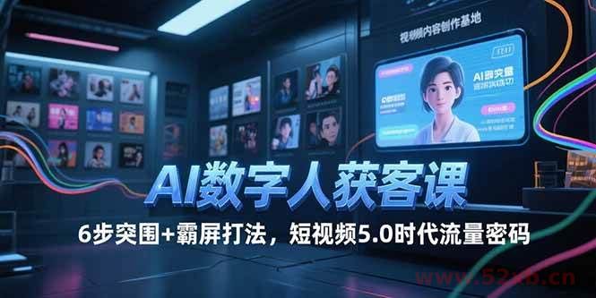 （15247期）AI数字人获客课，6步突围+霸屏打法，短视频5.0时代流量密码