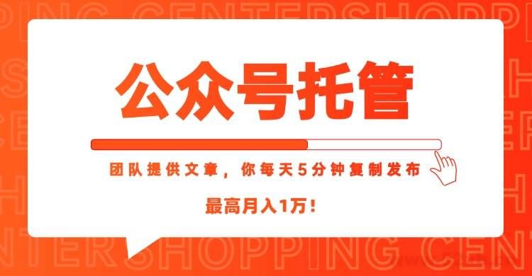 （15109期）【公众号托管 】我提供文章，你每天５分钟复制发布，最高月入1W