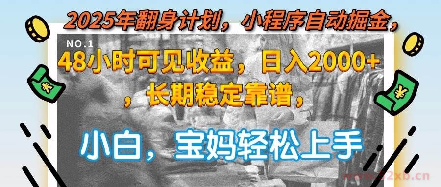 （15082期）2025年翻身计划，小程序自动掘金48小时可见收益，日入2000+，长期稳定…