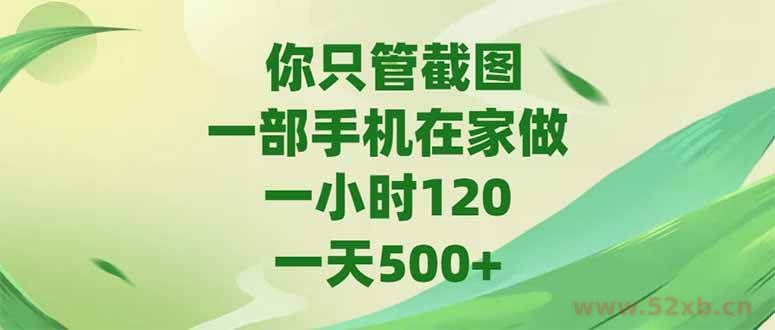 （15039期）你只管截图，一部手机在家做，一小时120，-天500+