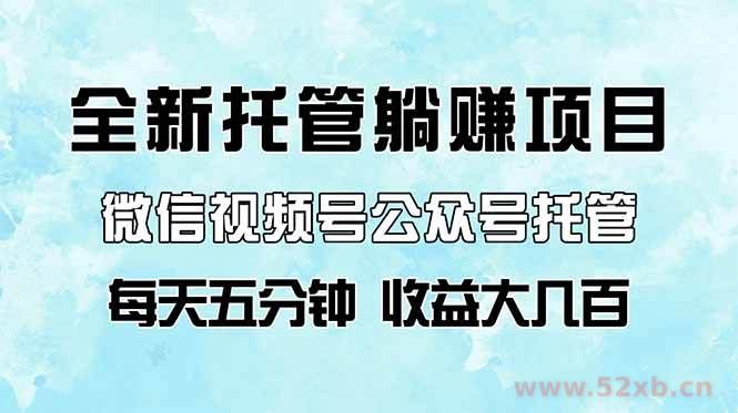 （14425期）全新托管躺赚项目，微信视频号公众号托管代运营，每天五分钟，收益大几百
