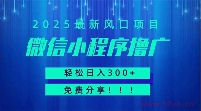 （14375期）微信小程序撸广，最新风口项目，日入300+ 免费分享 可批量操作 小白可…