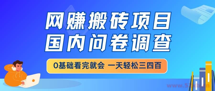 （14578期）网赚搬砖项目，国内问卷调查，0基础看完就会 一天轻松三四百，靠谱副业…