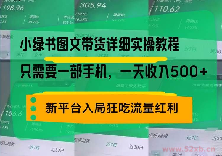 （13509期）小绿书图文带货详细实操教程，只需要一部手机，一天收入500+，轻松变现