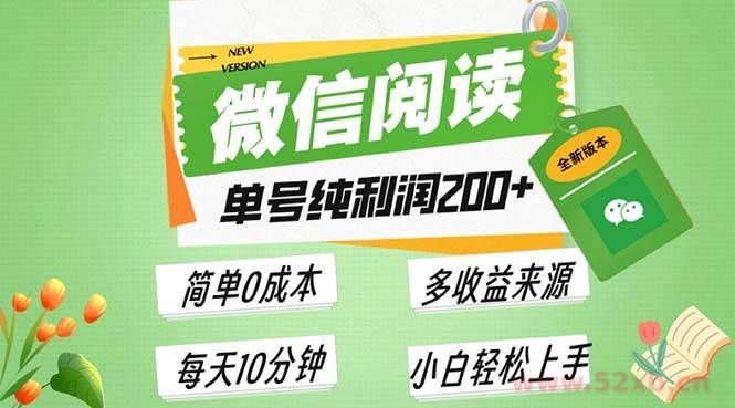 （13425期）最新微信阅读6.0，每日5分钟，单号利润200+，可批量放大操作，简单0成本