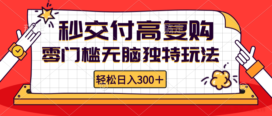 （12839期）零门槛无脑独特玩法 轻松日入300+秒交付高复购   矩阵无上限