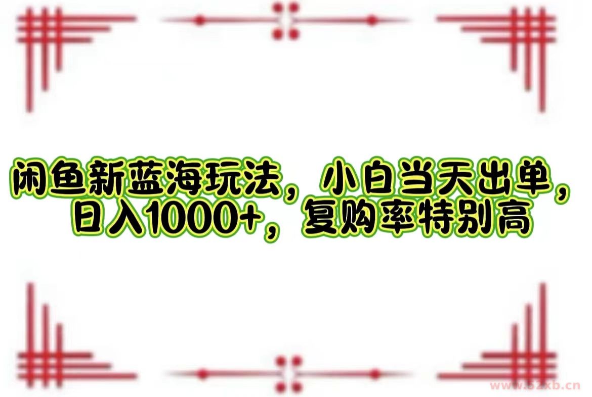 （12516期）闲鱼新蓝海玩法，小白当天出单，日入1000+，复购率特别高