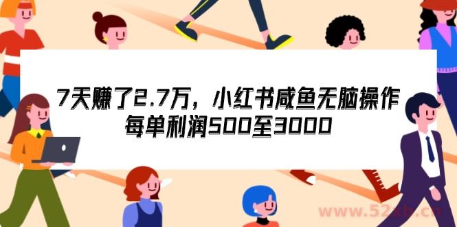 （12192期）7天收了2.7万，小红书咸鱼无脑操作，每单利润500至3000
