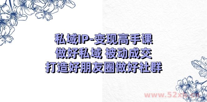 （11209期）私域IP-变现高手课：做好私域 被动成交，打造好朋友圈做好社群（18节）