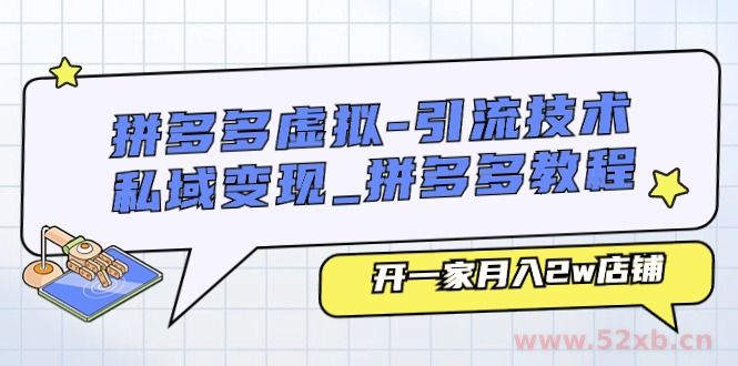 （11054期）拼多多虚拟-引流技术与私域变现_拼多多教程：开一家月入2w店铺