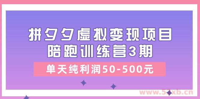 （11000期）某收费培训《拼夕夕虚拟变现项目陪跑训练营3期》单天纯利润50-500元