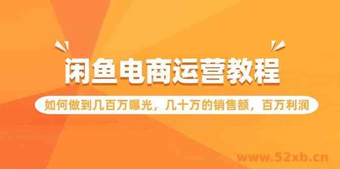 （9560期）闲鱼电商运营教程：如何做到几百万曝光，几十万的销售额，百万利润