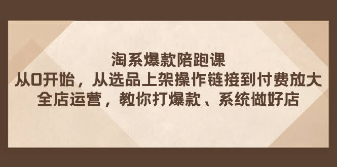 （7725期）淘系爆款陪跑课 从选品上架操作链接到付费放大 全店运营 打爆款 系统做好店