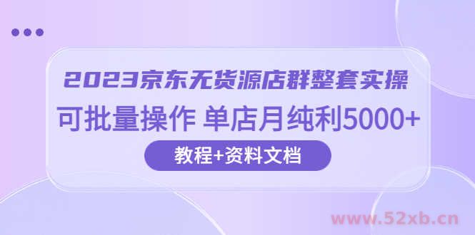（6223期）2023京东-无货源店群整套实操 可批量操作 单店月纯利5000+63节课+资料文档