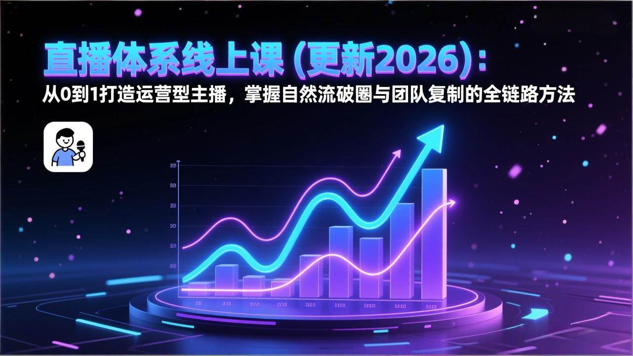 （17383期）直播体系线上课(更新2月)：从0到1打造运营型主播，掌握自然流破圈与团队复制的全链路方法