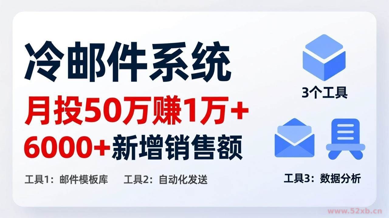 （17469期）月投 50 刀赚 1 万 +！冷邮件系统：6000 + 新增销售额，靠 3 个工具轻松搞